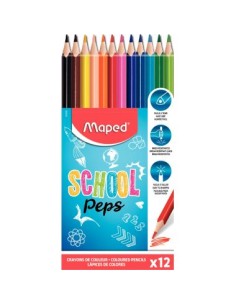 Pochette de 12 crayons de couleur Schoolpeps