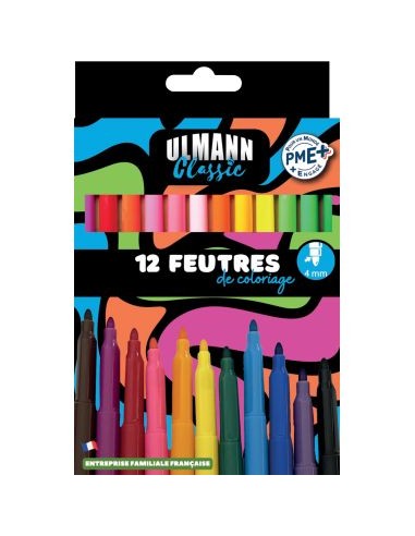 Pochette de 12 feutres pointe moyenne assortis