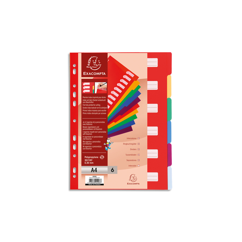 Intercalaire PP format A4 6 Positions