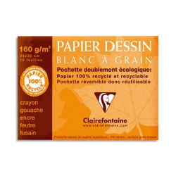 12 feuilles papier dessin Blanc 24x32 180g
