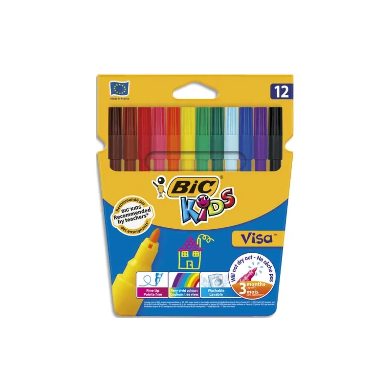 12 Feutres de Coloriage Pointe Fine