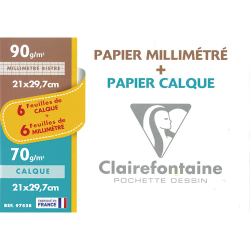 Pochette de 6 feuilles papier millimétré et 6 feuilles...