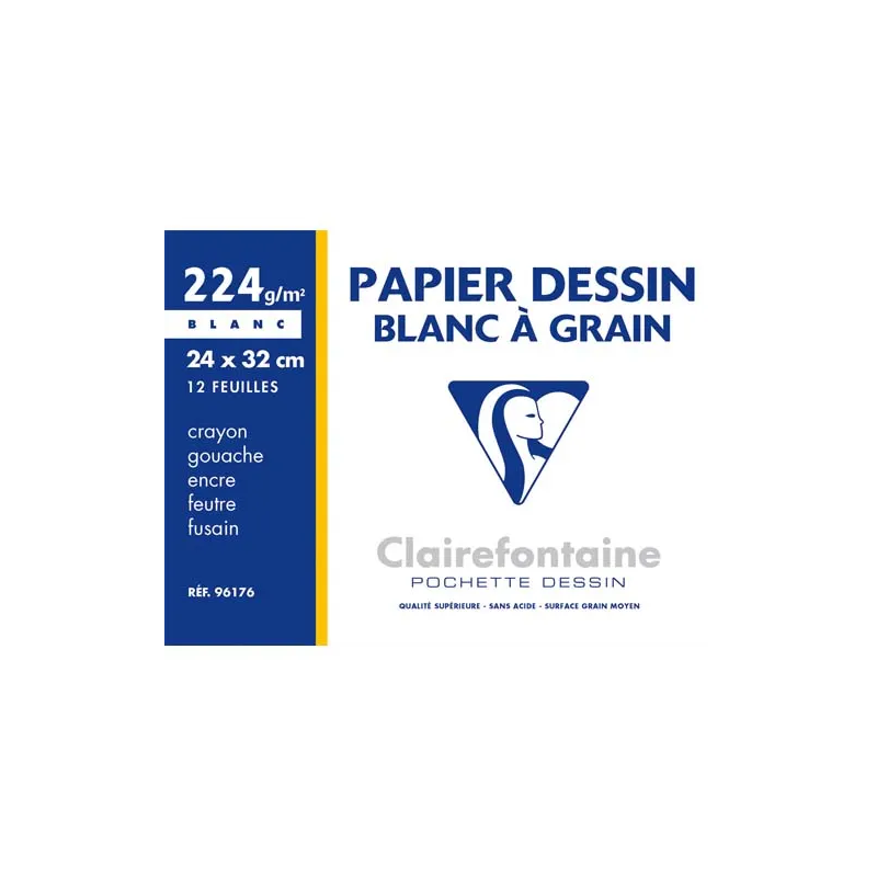 12 feuilles papier dessin 24x32 224g