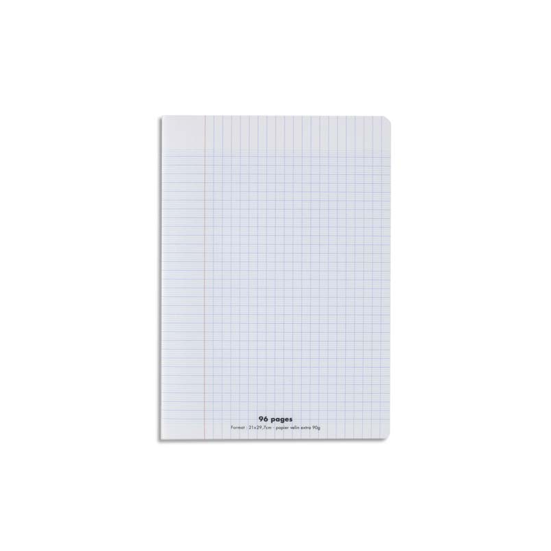 Cahier 17x22cm 96 pages grands carreaux. Couverture polypropylène