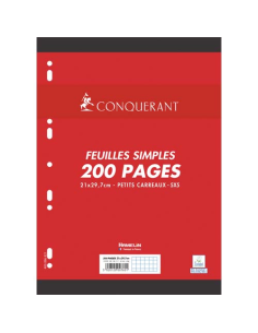 Feuillets mobiles 21x29,7cm 200 pages petits carreaux...