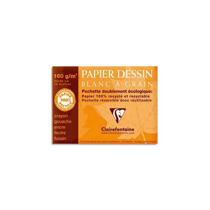 12 feuilles papier dessin Blanc 24x32 180g