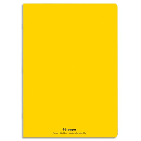 Cahier 24x32cm 96 pages 90g grands carreaux. Couverture polypropylène coloris assortis