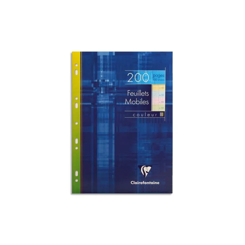200 copies simples A4 grands carreaux couleurs: 50Rose,50Bleu,50vert,50Jaune.