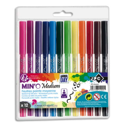 Pochette de 12 feutres pointe moyenne assortis
